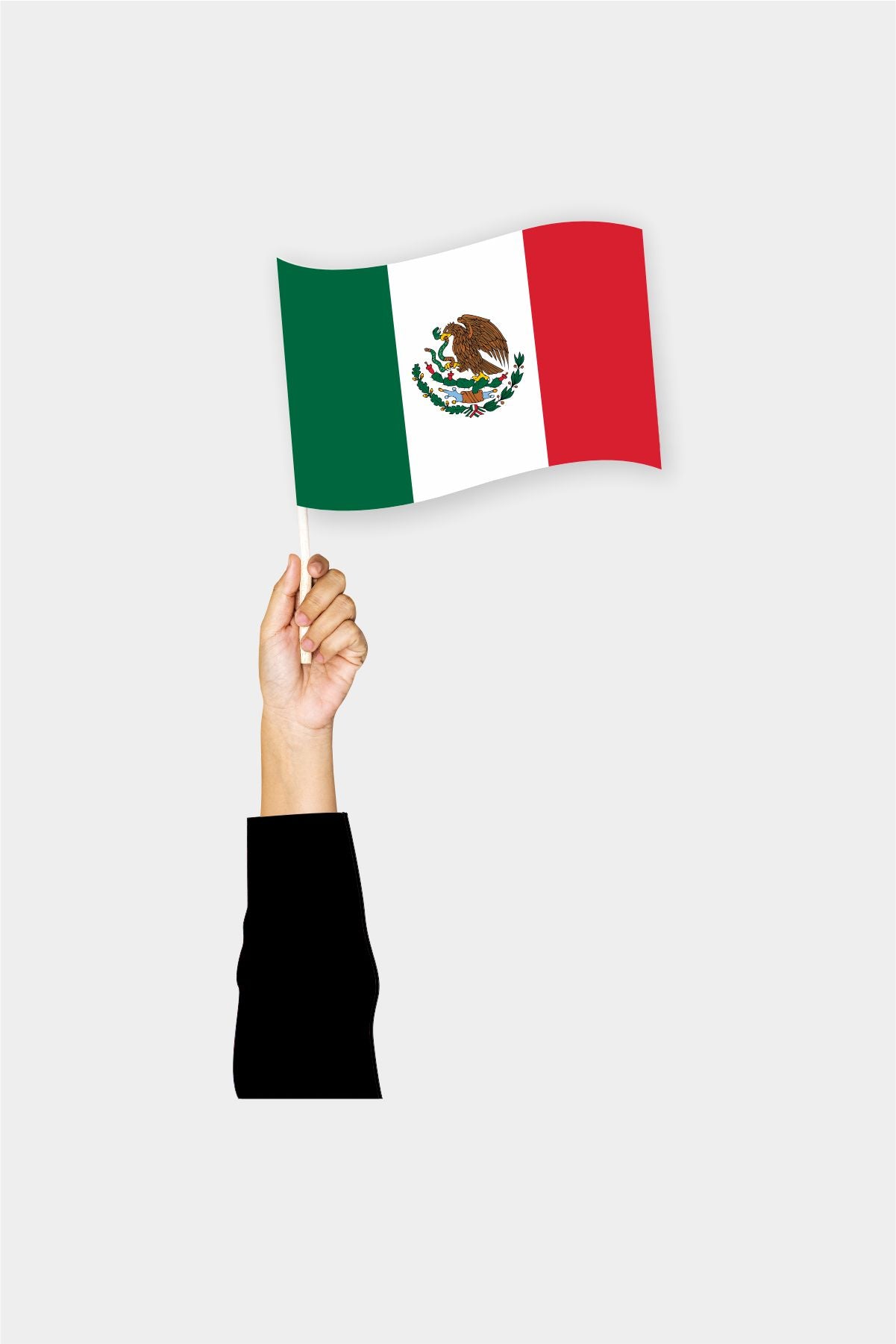 Mexico handheld flag on stick - durable polyester country flag for events and parades