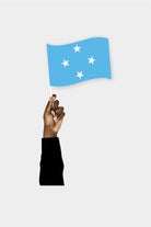 Micronesia handheld flag on stick - durable polyester country flag for events and parades