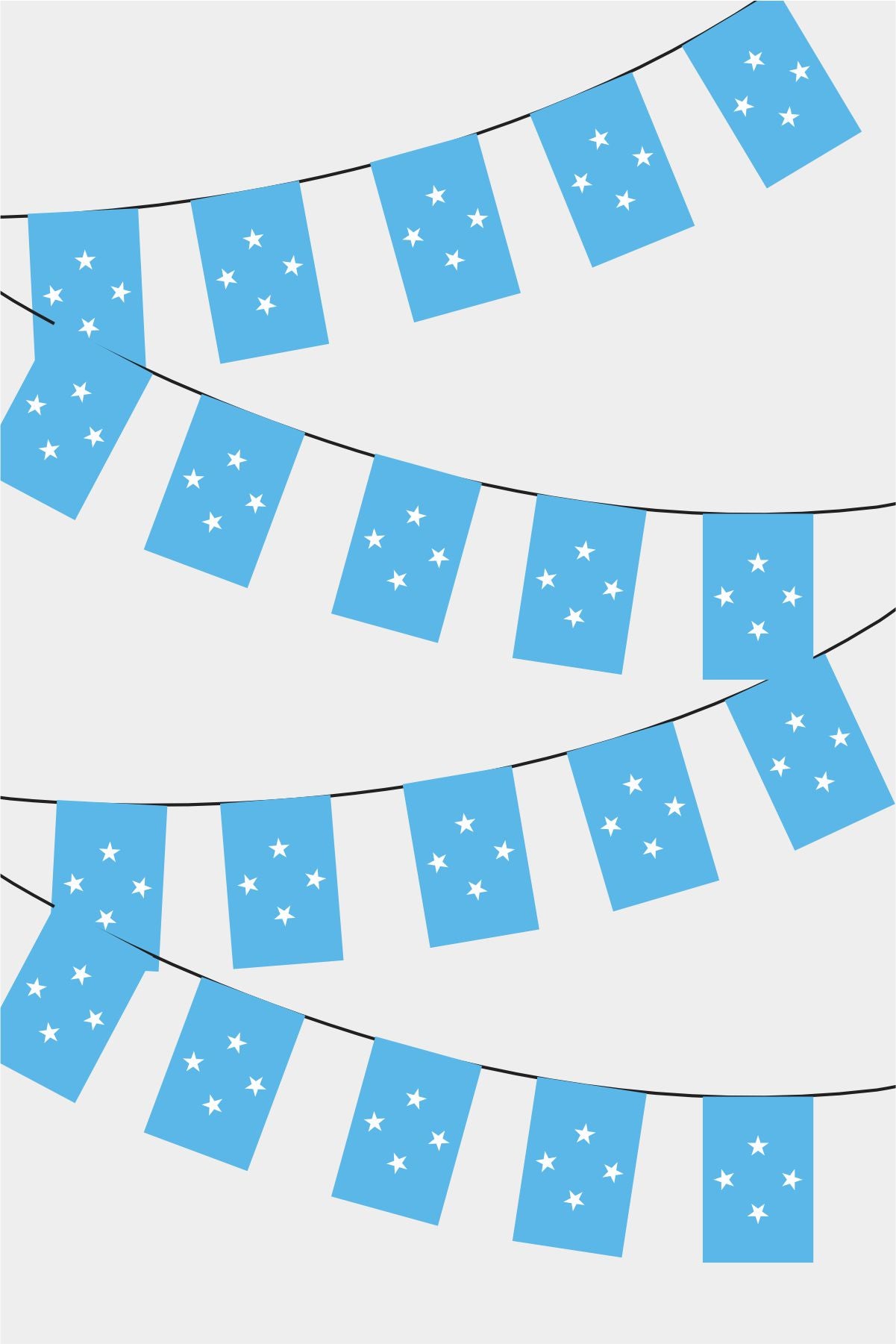 Micronesia Rectangular Flag Bunting - 50 Meters Premium String Flags for Party Decoration | Professional Quality Raschel Fabric