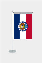Missouri state desk flag with chrome L-shaped stand - premium double-layer satin office flag