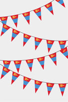 Mongolia Triangular Flag Bunting - 50 Meters Premium Pennant Flags for Party Decoration | Professional Quality Raschel Fabric