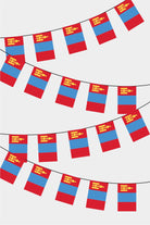 Mongolia Rectangular Flag Bunting - 50 Meters Premium String Flags for Party Decoration | Professional Quality Raschel Fabric