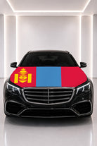 Mongolia flag car hood cover fitted on a black car bonnet