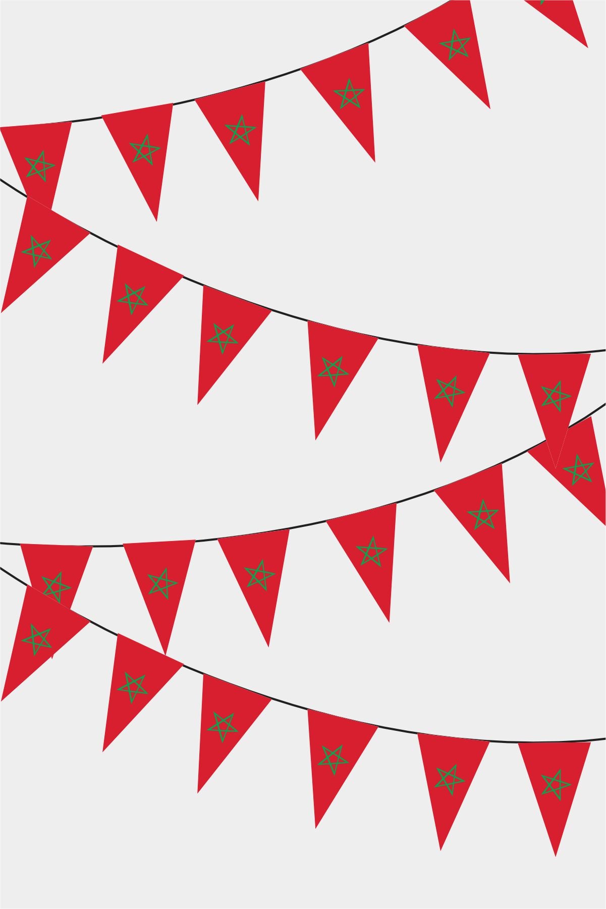 Morocco Triangular Flag Bunting - 50 Meters Premium Pennant Flags for Party Decoration | Professional Quality Raschel Fabric