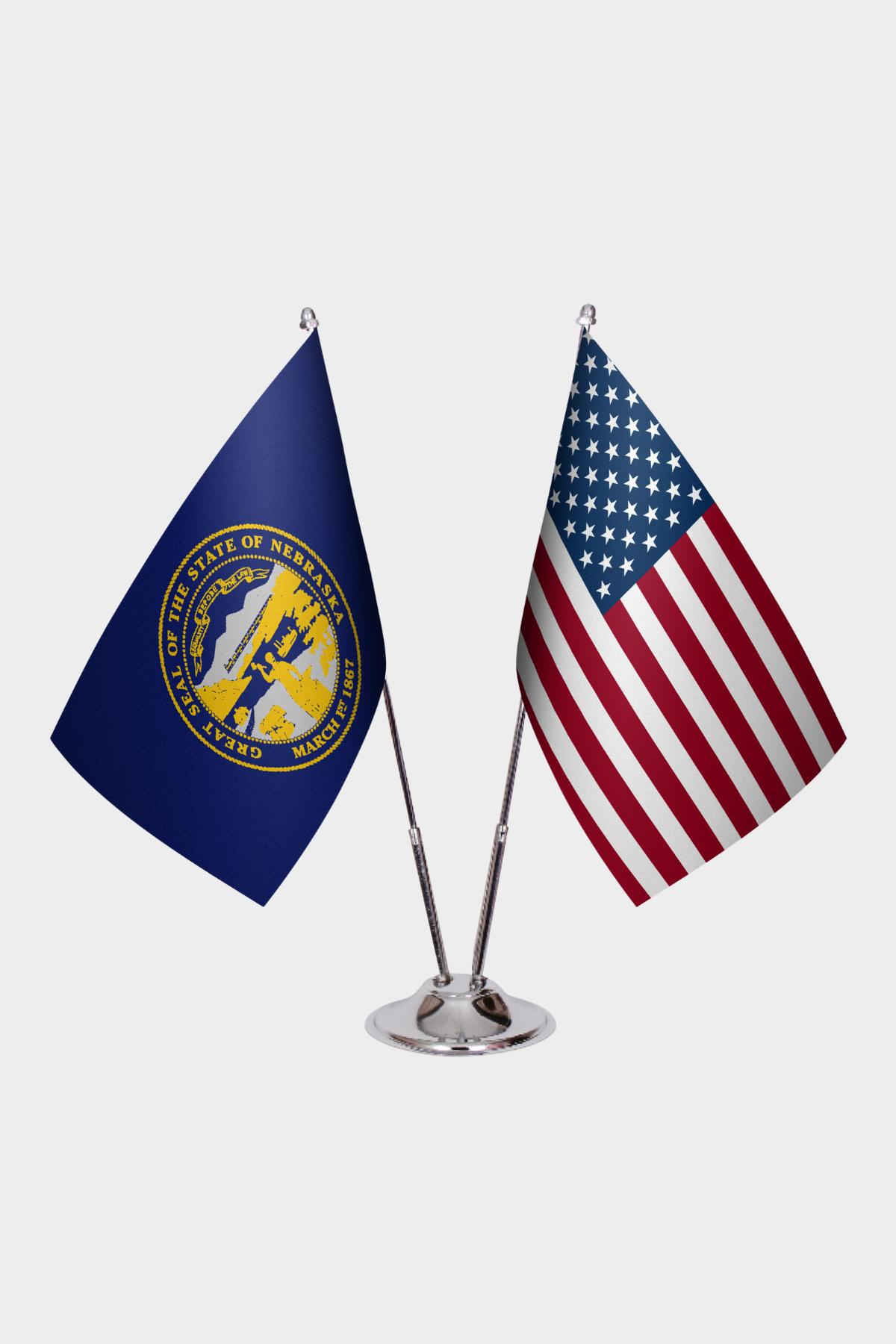 Nebraska & U.S. Desk Flag Set