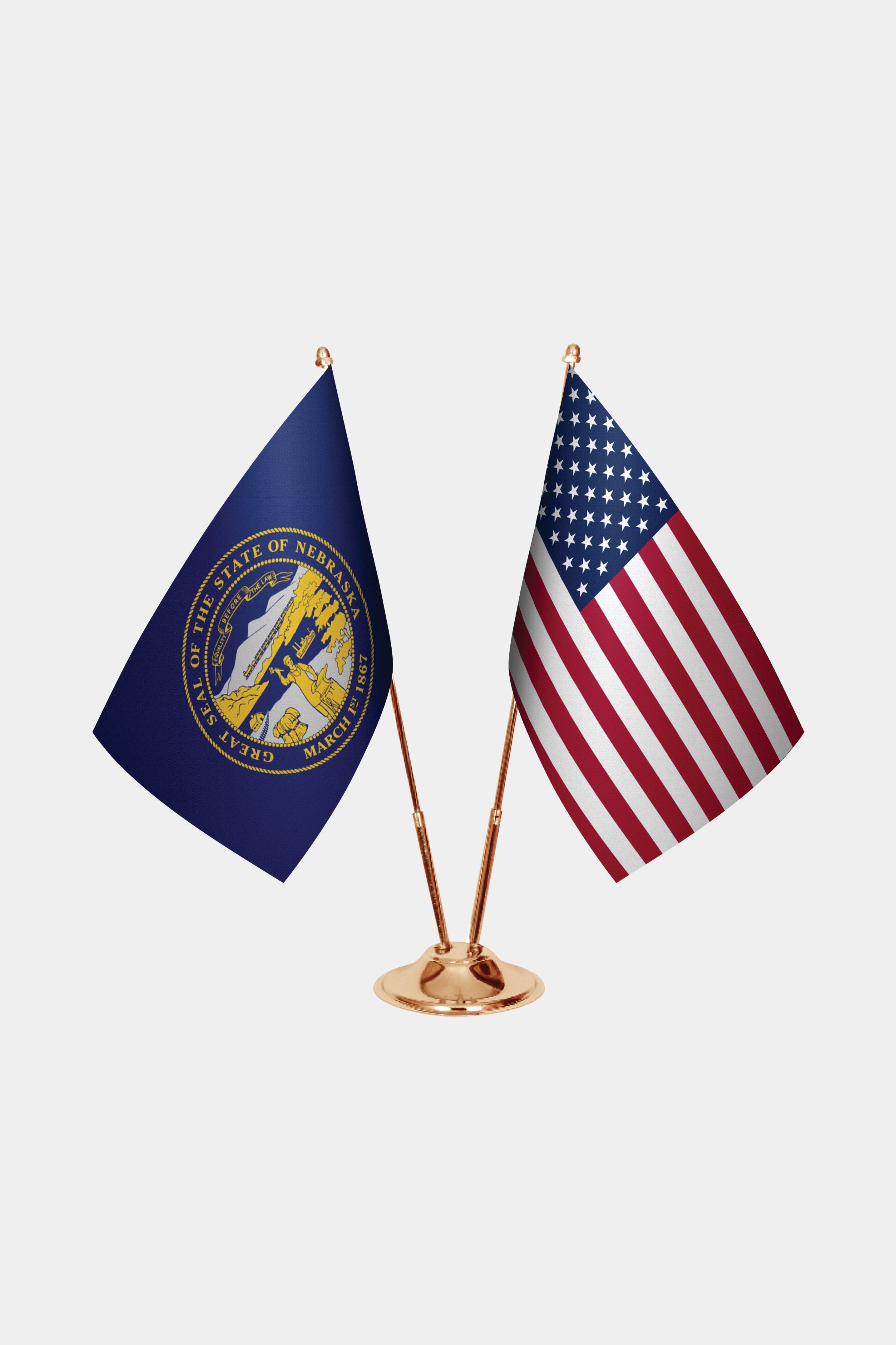 Nebraska & U.S. Desk Flag Set