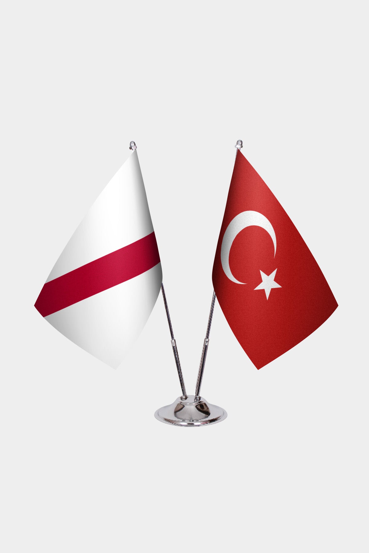 Namibia and Turkey desk flag set with chrome pole and base
