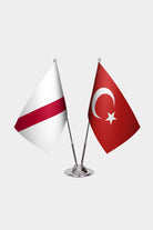 Namibia and Turkey desk flag set with chrome pole and base