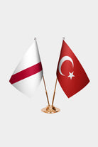 Namibia and Turkey desk flag set with gold pole and base