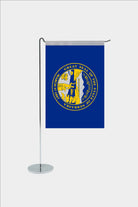 Nebraska state desk flag with chrome L-shaped stand - premium double-layer satin office flag