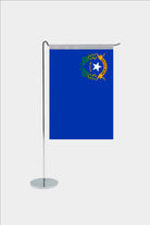 Nevada state desk flag with chrome L-shaped stand - premium double-layer satin office flag