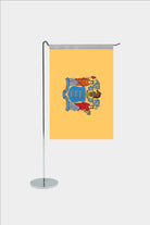 New Jersey state desk flag with chrome L-shaped stand - premium double-layer satin office flag