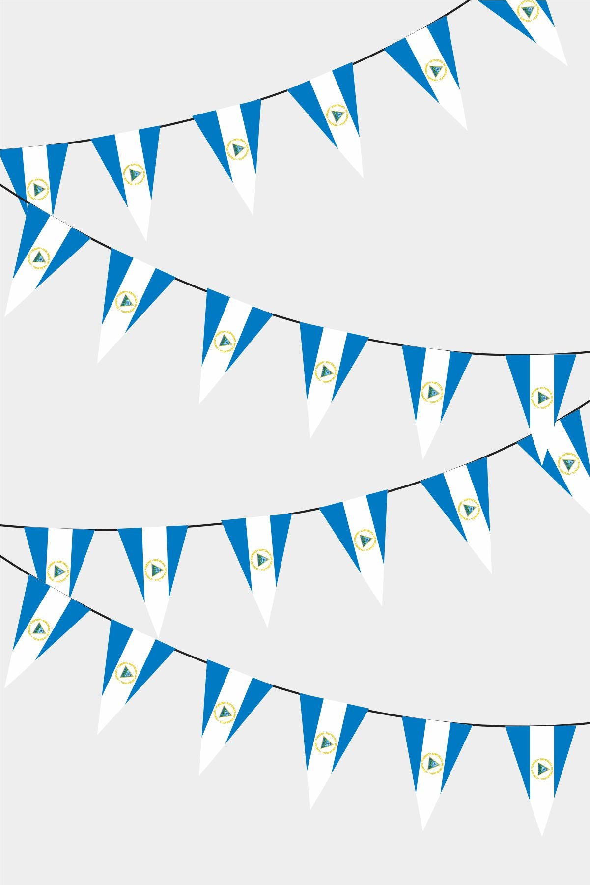 Nicaragua Triangular Flag Bunting - 50 Meters Premium Pennant Flags for Party Decoration | Professional Quality Raschel Fabric