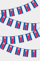 North Korea Rectangular Flag Bunting - 50 Meters Premium String Flags for Party Decoration | Professional Quality Raschel Fabric