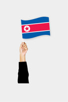 North Korea handheld flag on stick - durable polyester country flag for events and parades