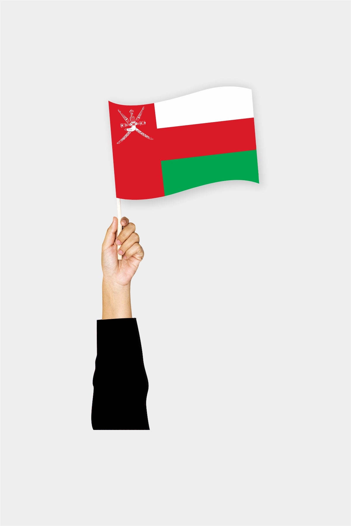 Oman handheld flag on stick - durable polyester country flag for events and parades