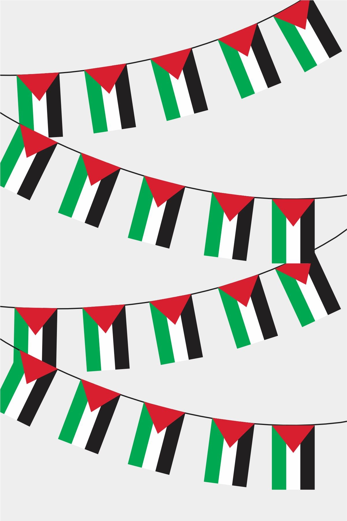 Palestine Rectangular Flag Bunting - 50 Meters Premium String Flags for Party Decoration | Professional Quality Raschel Fabric