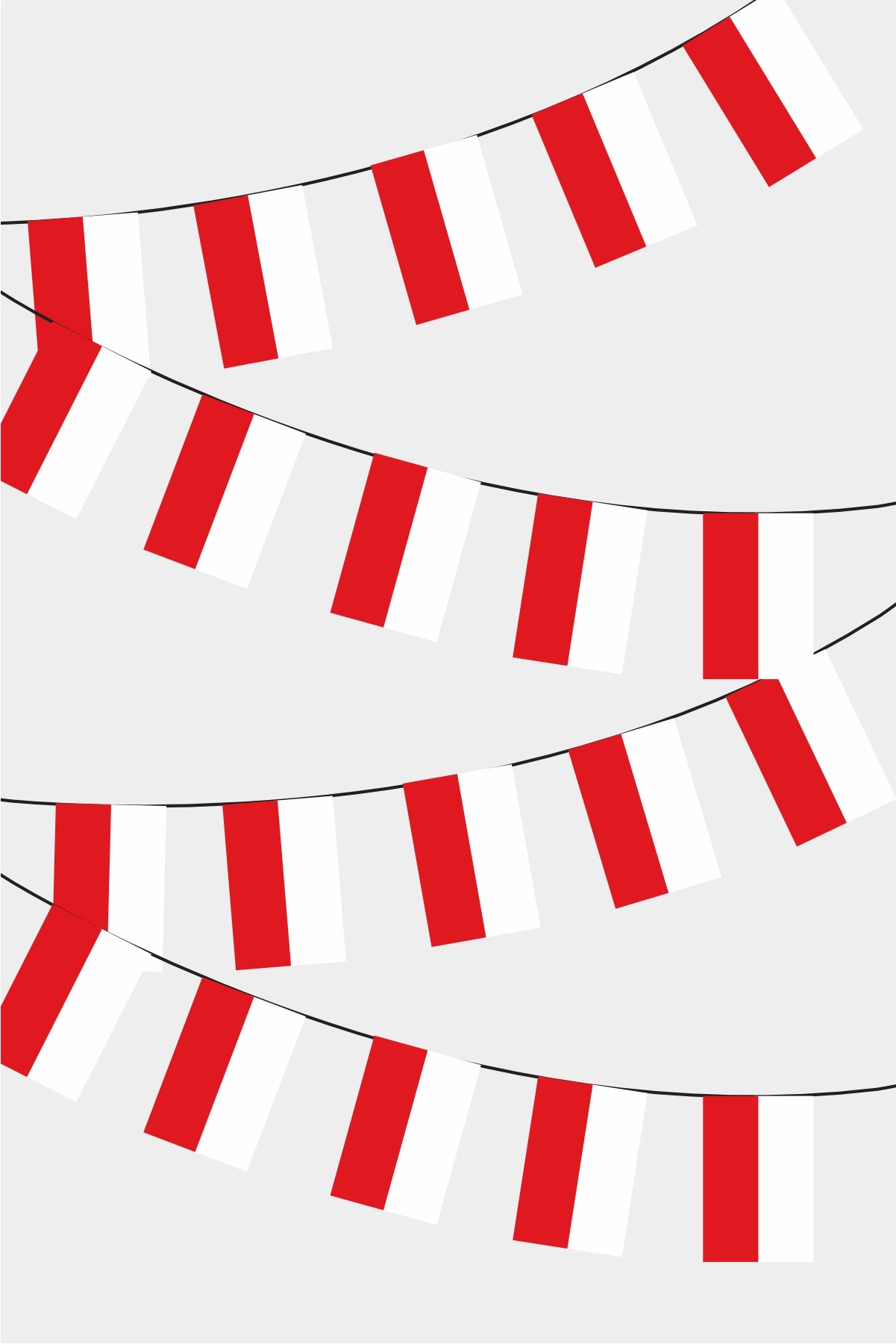 Poland Rectangular Flag Bunting - 50 Meters Premium String Flags for Party Decoration | Professional Quality Raschel Fabric