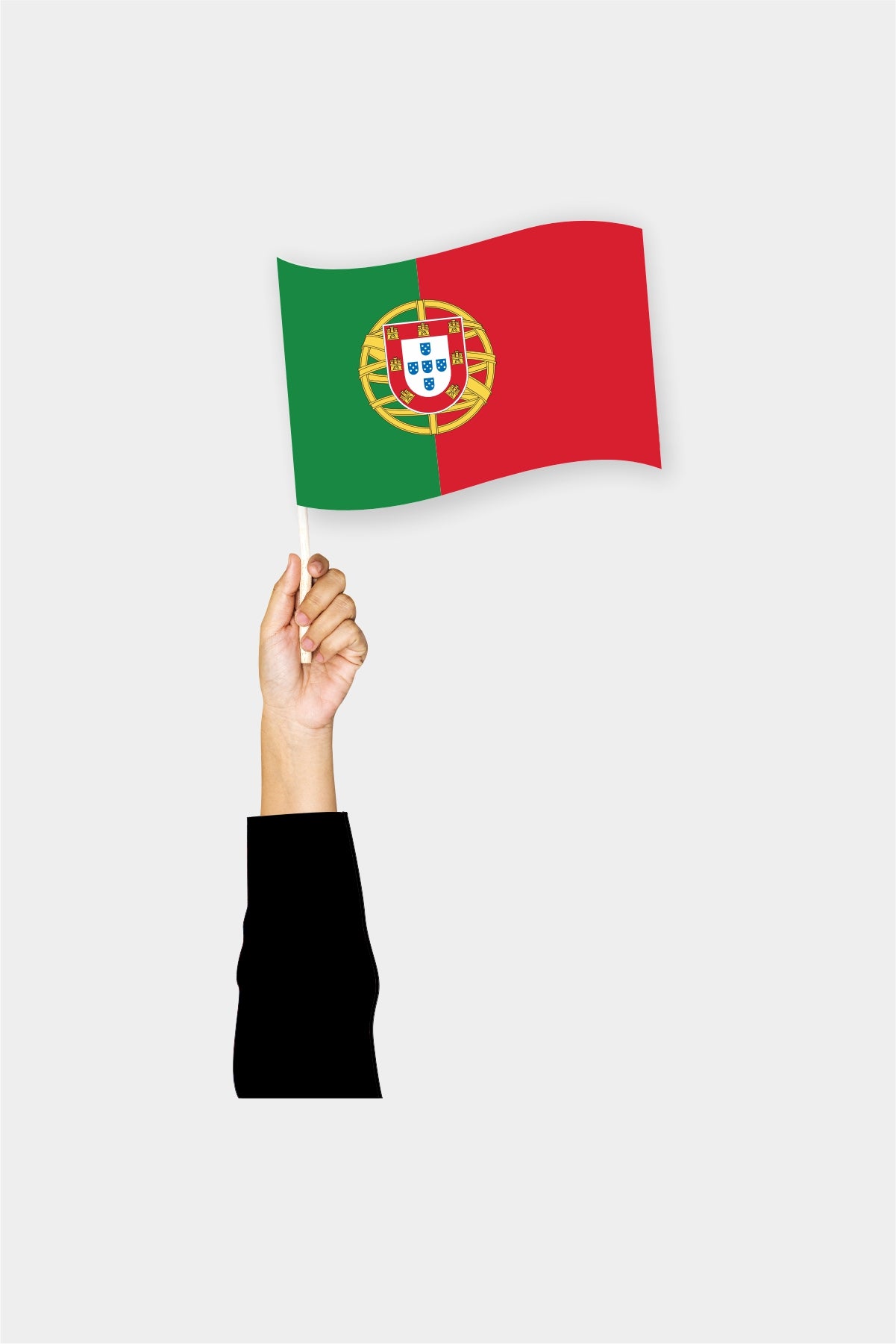 Portugal handheld flag on stick - durable polyester country flag for events and parades