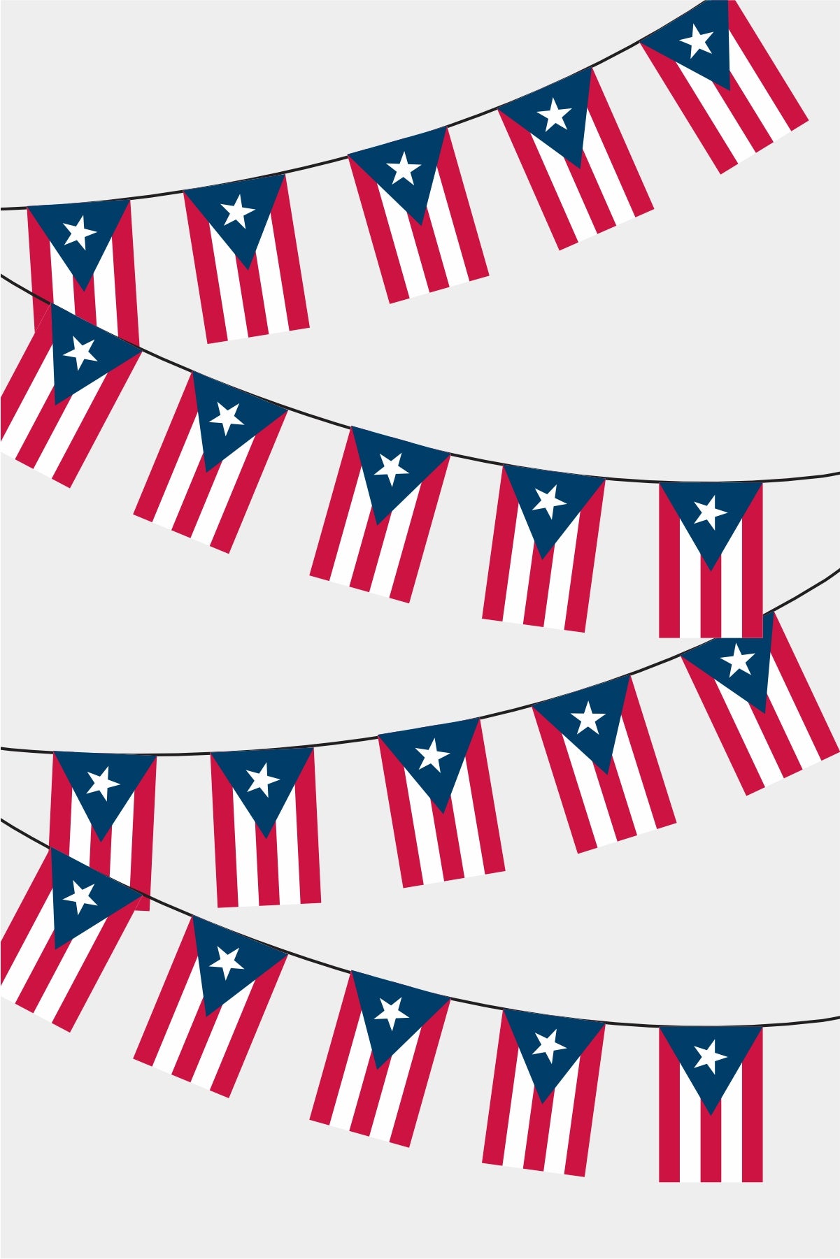 Puerto Rico Rectangular Flag Bunting - 50 Meters Premium String Flags for Party Decoration | Professional Quality Raschel Fabric