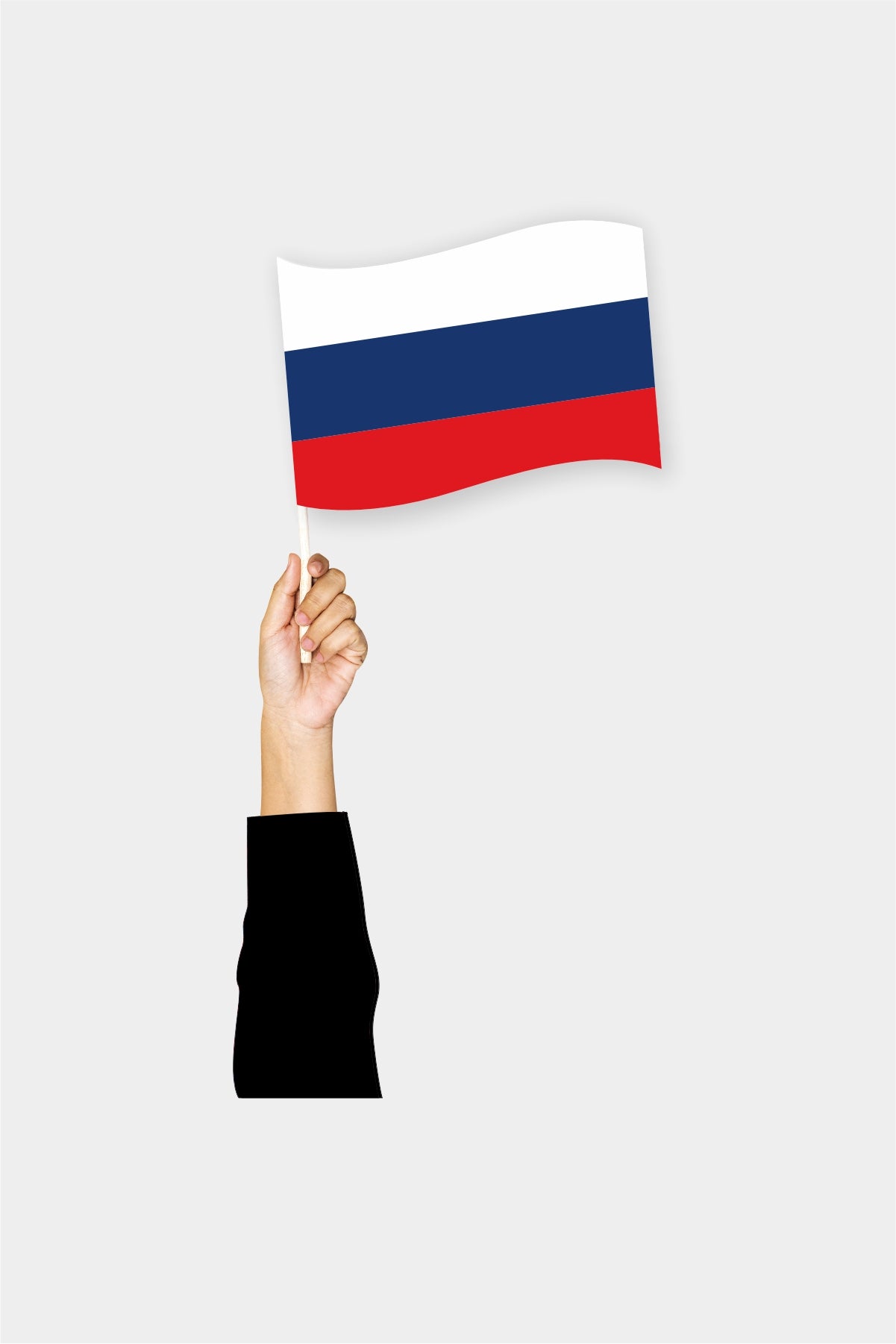 Russia handheld flag on stick - durable polyester country flag for events and parades