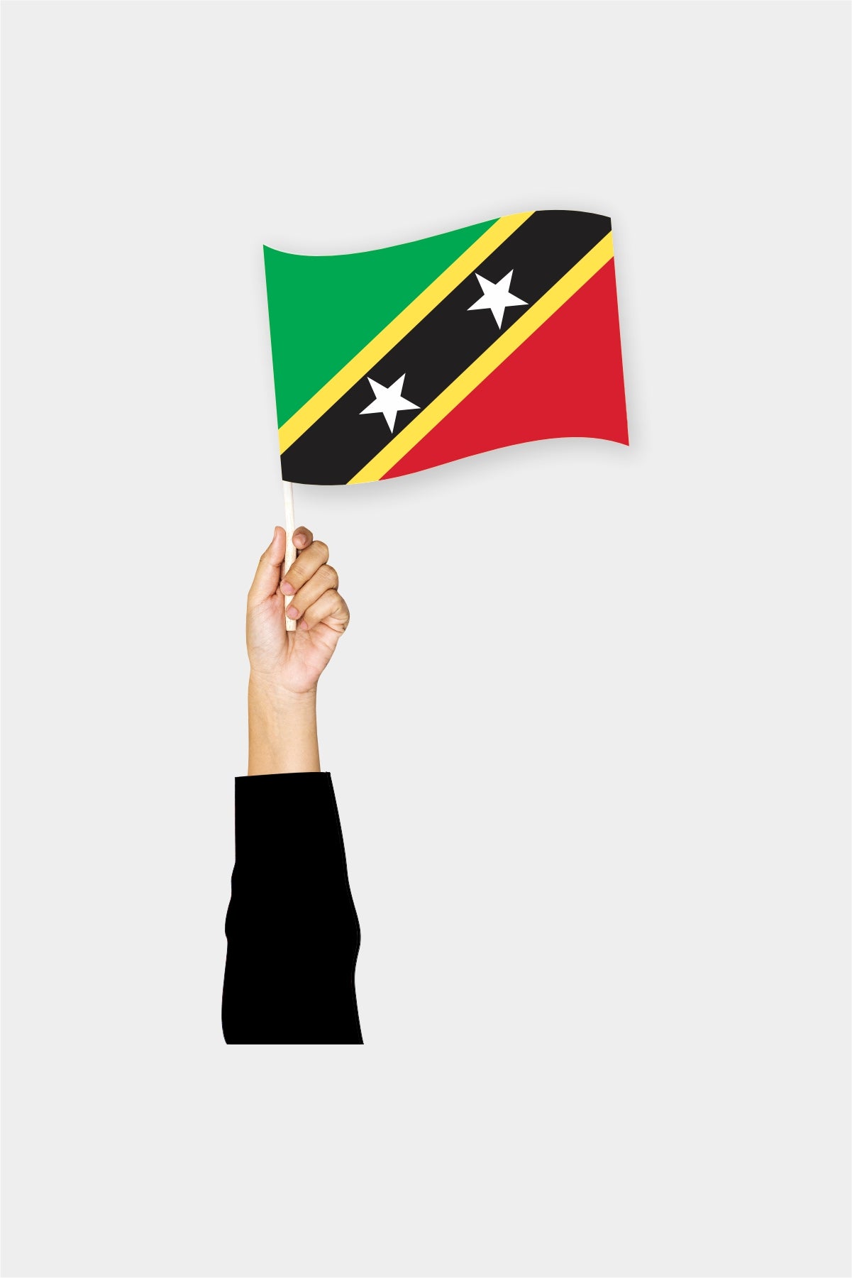 Saint Kitts and Nevis handheld flag on stick - durable polyester country flag for events and parades