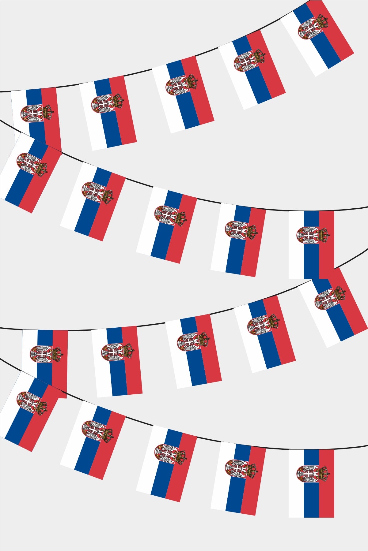 Serbia Rectangular Flag Bunting - 50 Meters Premium String Flags for Party Decoration | Professional Quality Raschel Fabric
