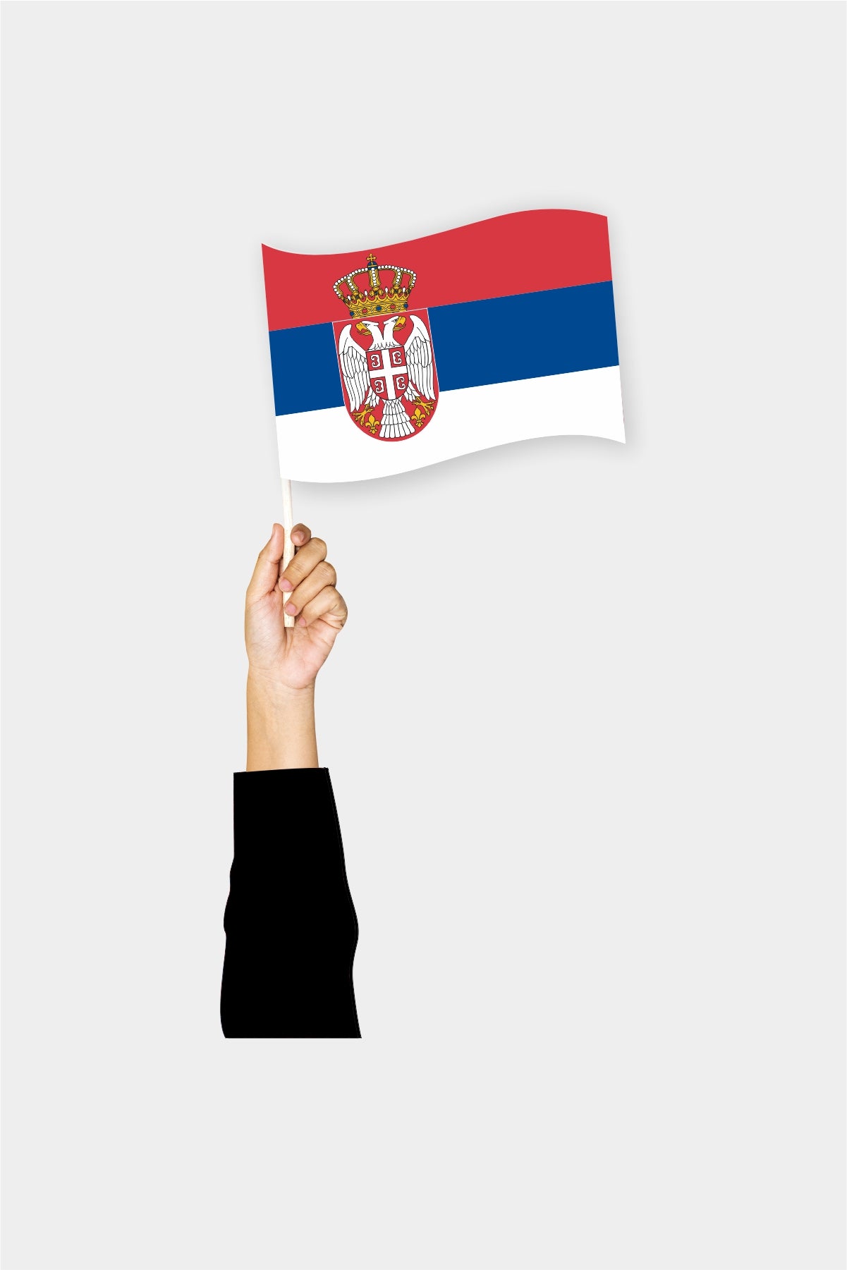 Serbia handheld flag on stick - durable polyester country flag for events and parades