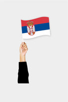 Serbia handheld flag on stick - durable polyester country flag for events and parades