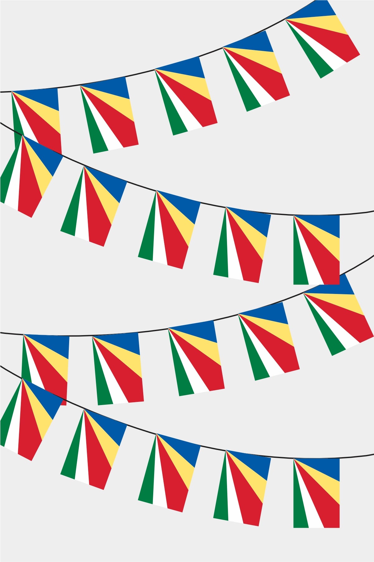 Seychelles Rectangular Flag Bunting - 50 Meters Premium String Flags for Party Decoration | Professional Quality Raschel Fabric