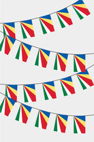 Seychelles Rectangular Flag Bunting - 50 Meters Premium String Flags for Party Decoration | Professional Quality Raschel Fabric