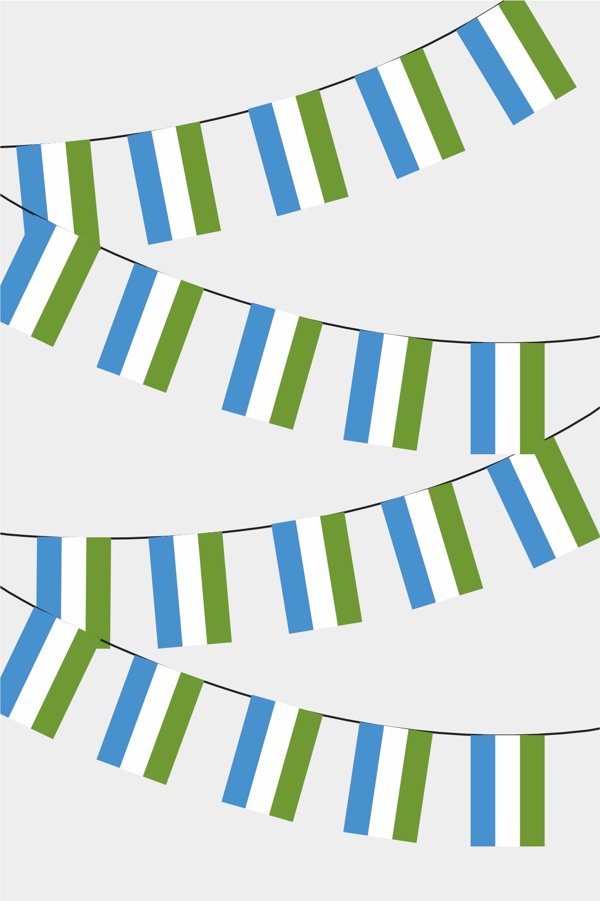 Sierra Leone Rectangular Flag Bunting - 50 Meters Premium String Flags for Party Decoration | Professional Quality Raschel Fabric