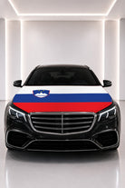 Slovenia flag car hood cover fitted on a black car bonnet