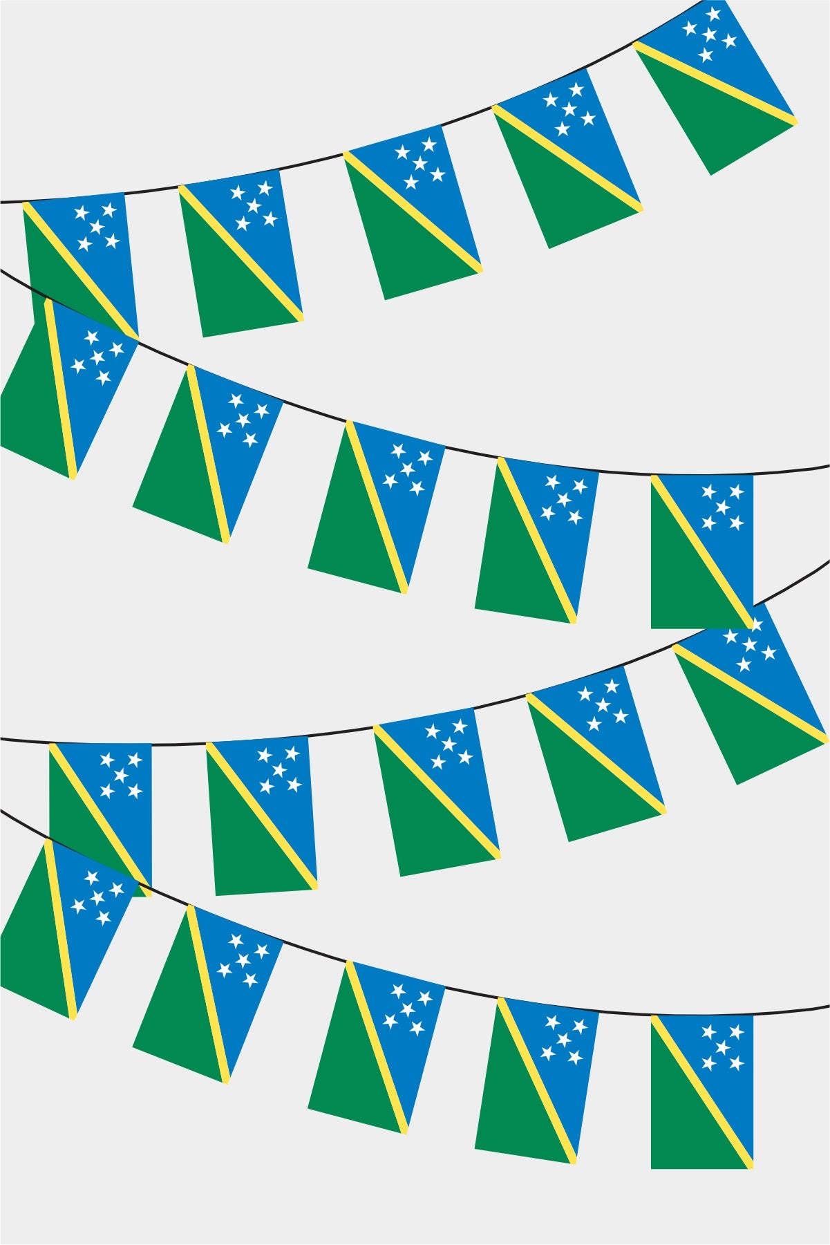Solomon Islands Rectangular Flag Bunting - 50 Meters Premium String Flags for Party Decoration | Professional Quality Raschel Fabric