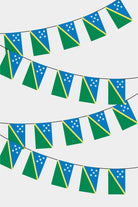 Solomon Islands Rectangular Flag Bunting - 50 Meters Premium String Flags for Party Decoration | Professional Quality Raschel Fabric