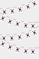 South Korea Rectangular Flag Bunting - 50 Meters Premium String Flags for Party Decoration | Professional Quality Raschel Fabric