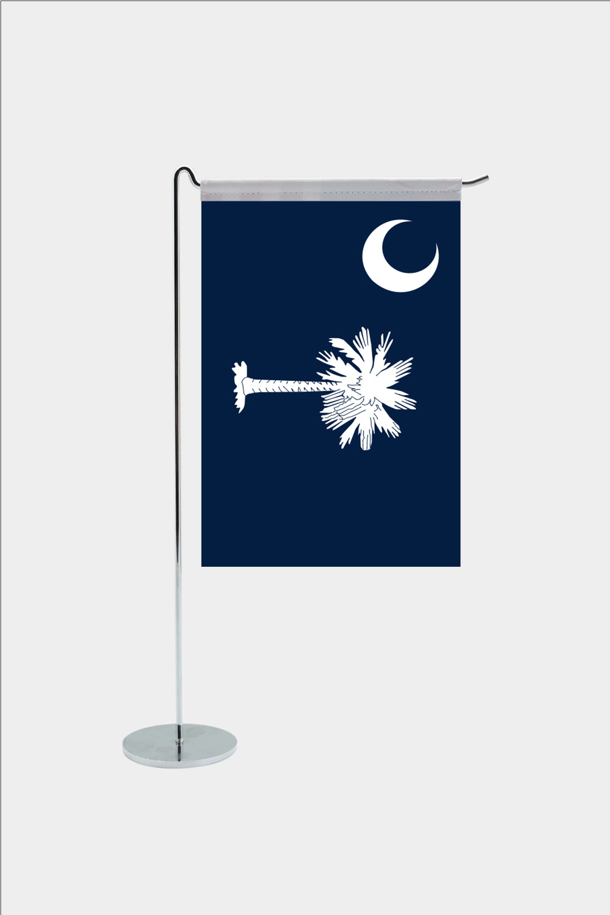 South Carolina state desk flag with chrome L-shaped stand - premium double-layer satin office flag