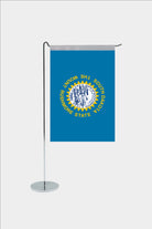 South Dakota state desk flag with chrome L-shaped stand - premium double-layer satin office flag