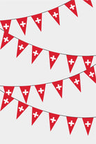Switzerland Triangular Flag Bunting - 50 Meters Premium Pennant Flags for Party Decoration | Professional Quality Raschel Fabric