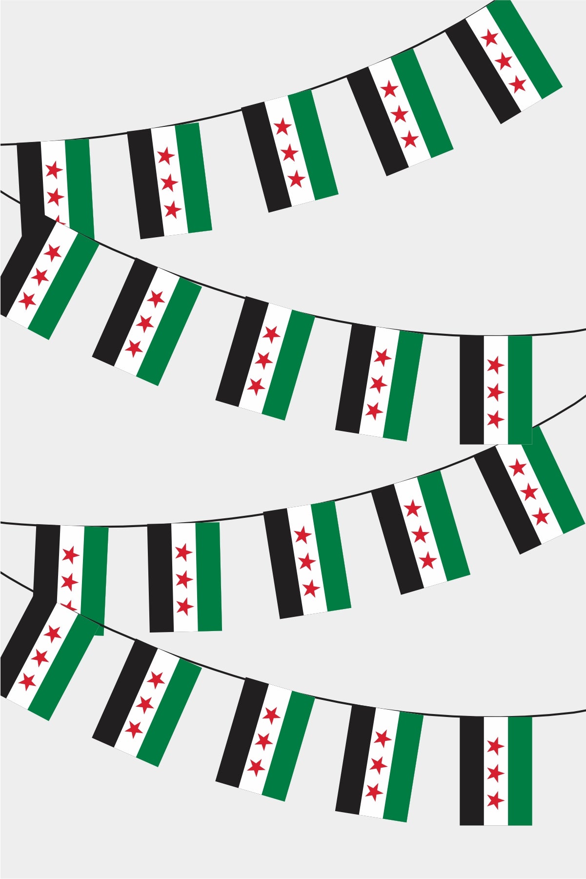 Syria Rectangular Flag Bunting - 50 Meters Premium String Flags for Party Decoration | Professional Quality Raschel Fabric