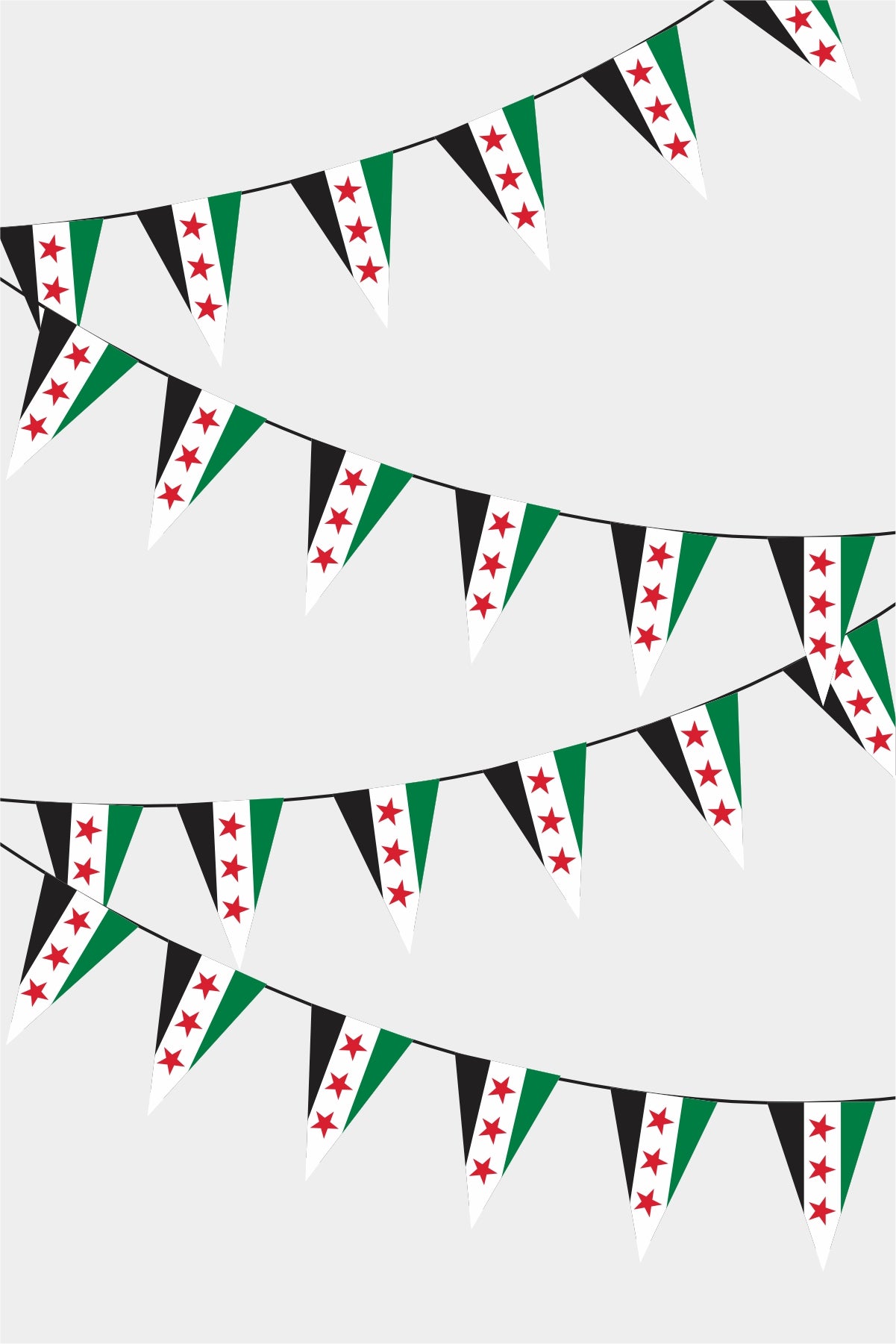 Syria Triangular Flag Bunting - 50 Meters Premium Pennant Flags for Party Decoration | Professional Quality Raschel Fabric
