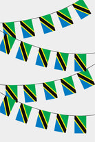 Tanzania Rectangular Flag Bunting - 50 Meters Premium String Flags for Party Decoration | Professional Quality Raschel Fabric