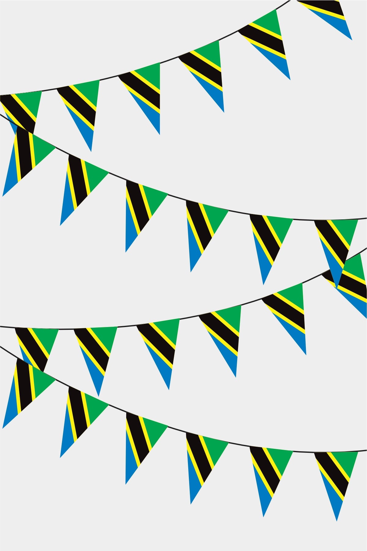 Tanzania Triangular Flag Bunting - 50 Meters Premium Pennant Flags for Party Decoration | Professional Quality Raschel Fabric