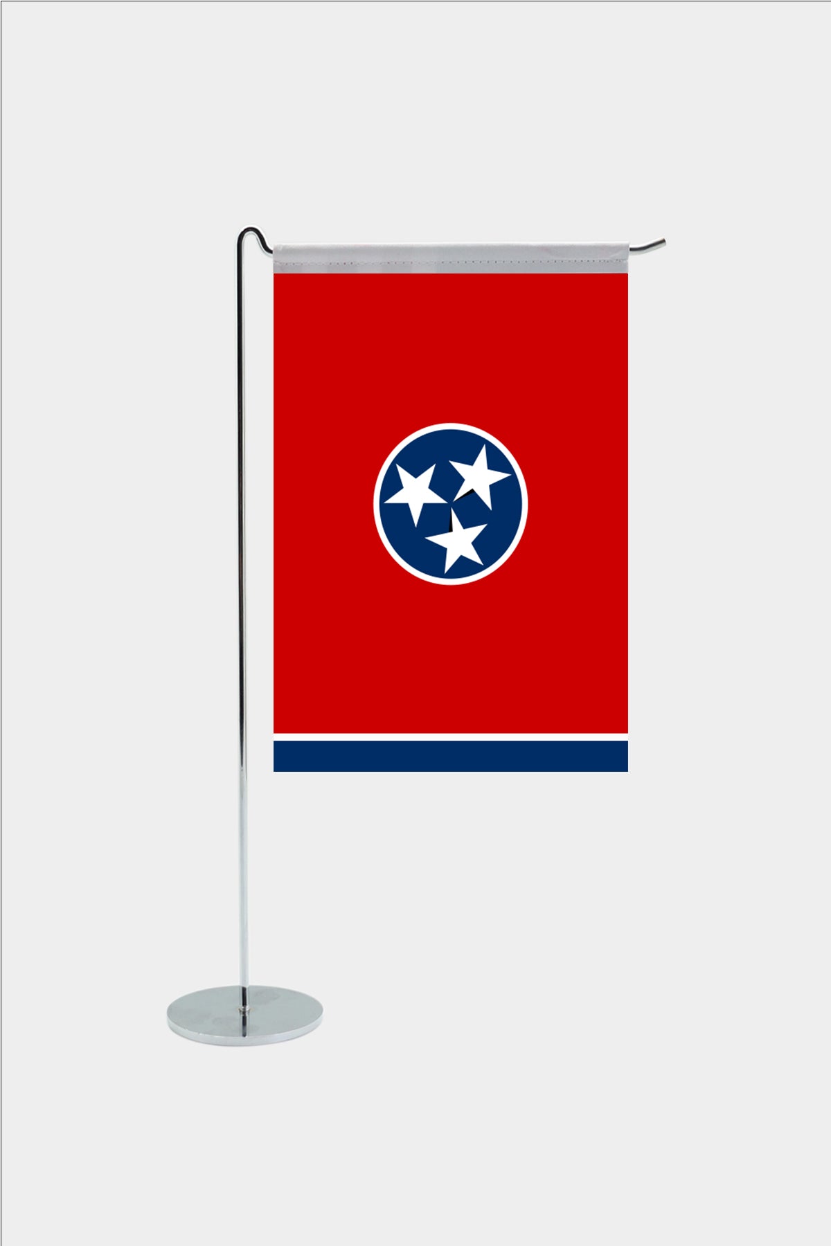 Tennessee state desk flag with chrome L-shaped stand - premium double-layer satin office flag