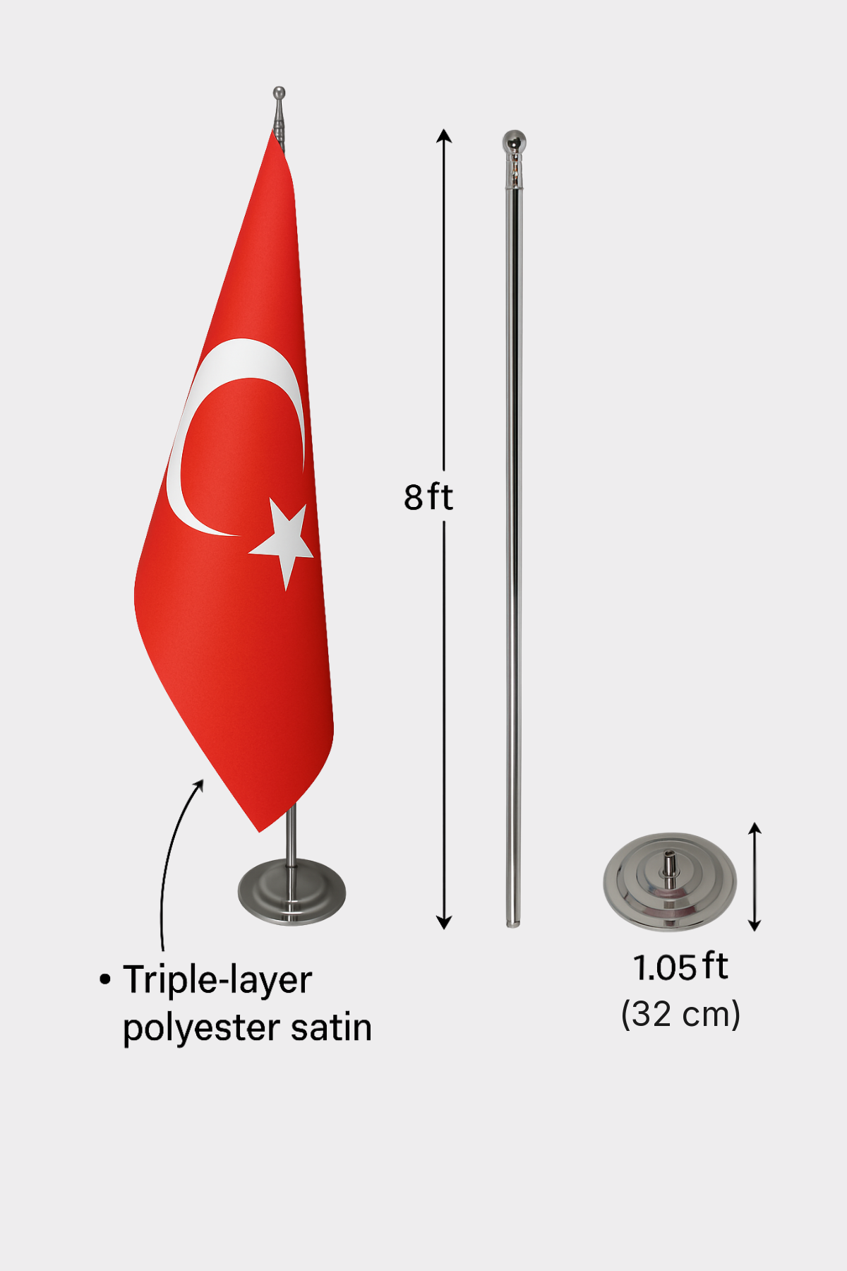 Turkish Indoor Office Flag Set — embassy and ministry display