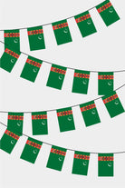 Turkmenistan Rectangular Flag Bunting - 50 Meters Premium String Flags for Party Decoration | Professional Quality Raschel Fabric