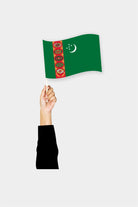 Turkmenistan handheld flag on stick - durable polyester country flag for events and parades