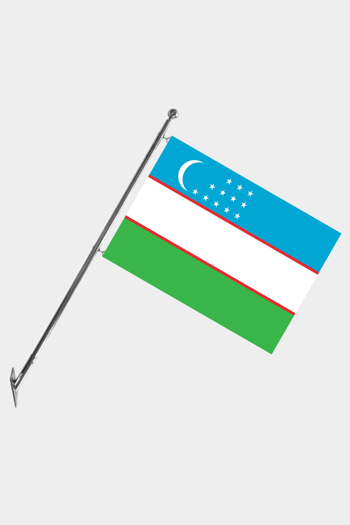 Uzbekistan Wall-Mounted Telescopic Flagpole Set — Polyester