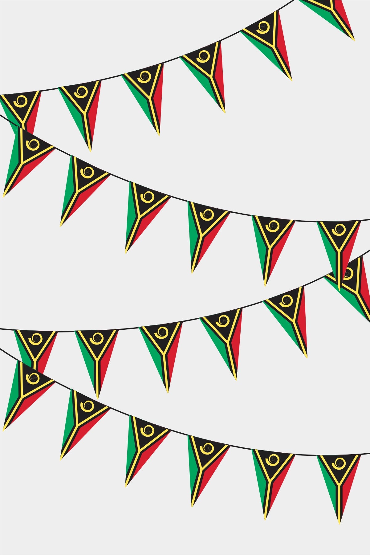 Vanuatu Triangular Flag Bunting - 50 Meters Premium Pennant Flags for Party Decoration | Professional Quality Raschel Fabric