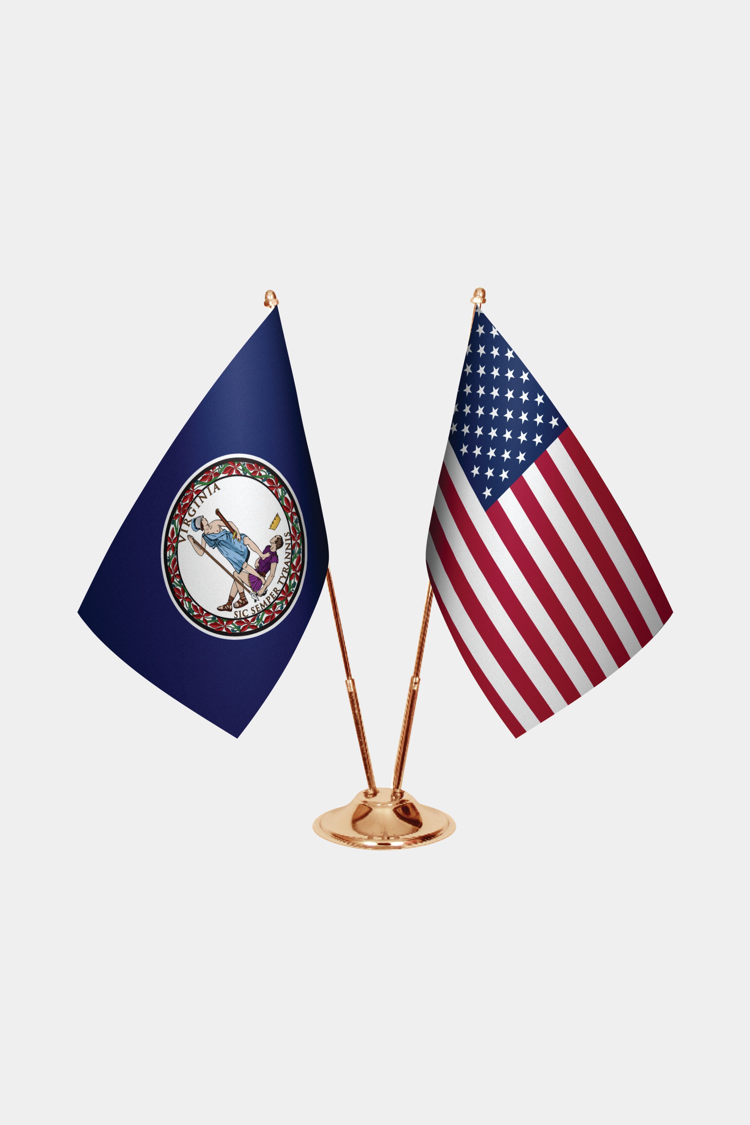 Virginia & U.S. Desk Flag Set
